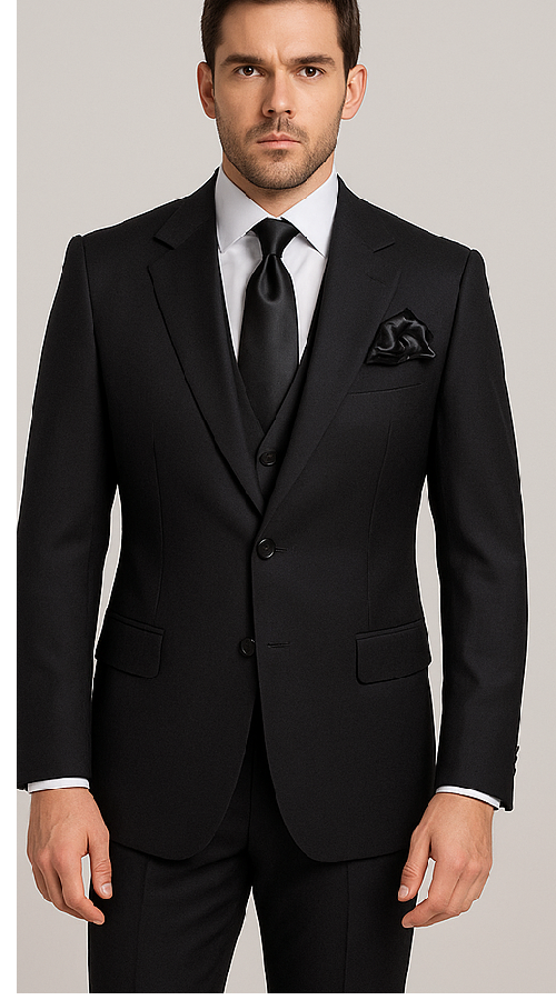 Rossi Man RM2301 – Sam Collection Men’s Slim Fit Formal Suit in Black