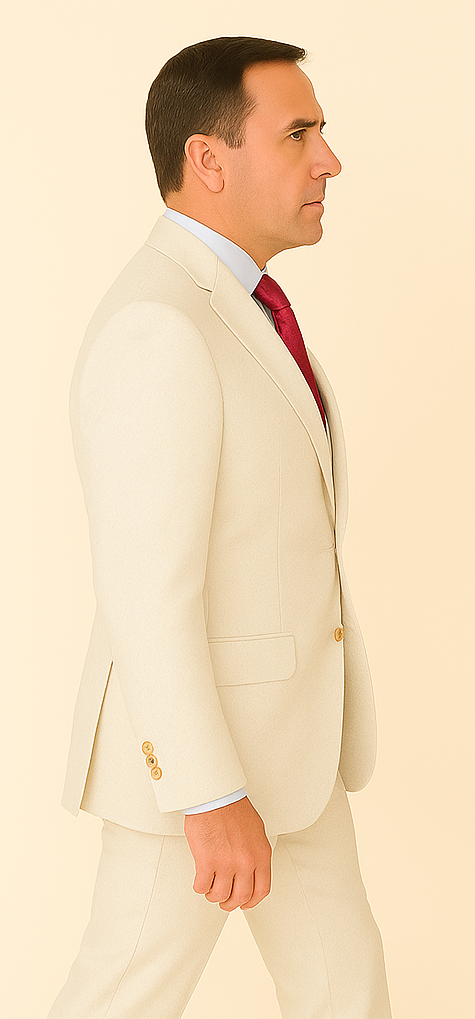 Rossi Man Slim Fit 3-Piece White Suit – Peak Lapel, Double-Breasted Vest & Flat Front Pants 3   - from alligatorwarehouse.com