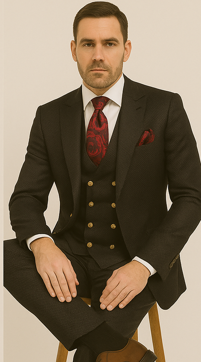 Men’s Formal 3-Piece Suit – Rossi Man Bond Slim Fit in Black | RM1751 4   - from alligatorwarehouse.com
