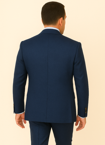 Rossi Man BOND RM1752 Slim Fit 3-Piece Navy Suit – 1-Button Peak Lapel, Double-Breasted Vest & Flat Front Pants 2   - from alligatorwarehouse.com