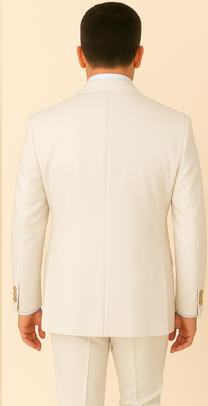 Rossi Man BOND RM1770 Slim Fit 3-Piece White Suit – 1-Button Peak Lapel, Stylish Men’s Formalwear