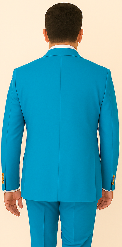 Rossi Man BOND RM1776 Slim Fit 3-Piece Suit – Tailored Turquoise Blue Suit for Formal Occasions