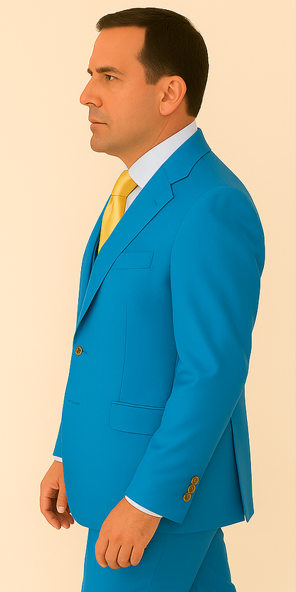 Rossi Man BOND RM1776 Slim Fit 3-Piece Suit – Tailored Turquoise Blue Suit for Formal Occasions