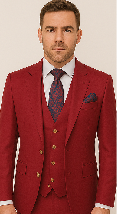 Rossi Man Bond Collection RM1777 – Premium Red Slim Fit 3-Piece Suit for Men 5   - from alligatorwarehouse.com