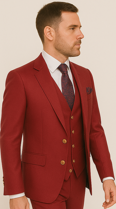 Rossi Man Bond Collection RM1777 – Premium Red Slim Fit 3-Piece Suit for Men 3   - from alligatorwarehouse.com