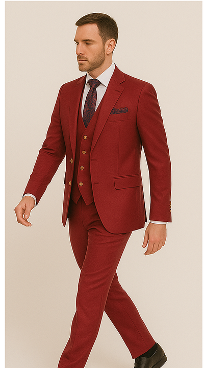 Rossi Man Bond Collection RM1777 – Premium Red Slim Fit 3-Piece Suit for Men 2   - from alligatorwarehouse.com