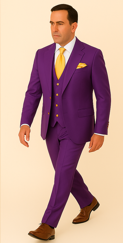 Rossi Man BOND RM1778 Slim Fit 3-Piece Purple Suit – Elegant Tailored Suit for Men 4   - from alligatorwarehouse.com