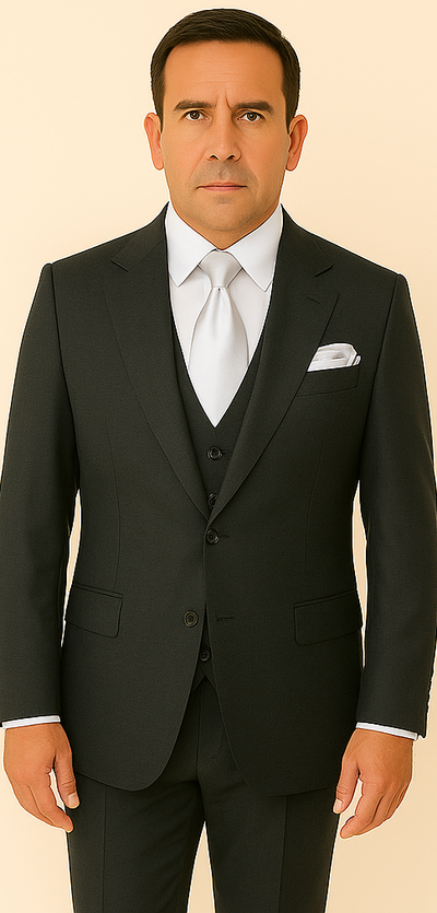 Rossi Man BOND RM1779 Slim Fit 3-Piece Black Suit – Tailored Formalwear for Men 5   - from alligatorwarehouse.com