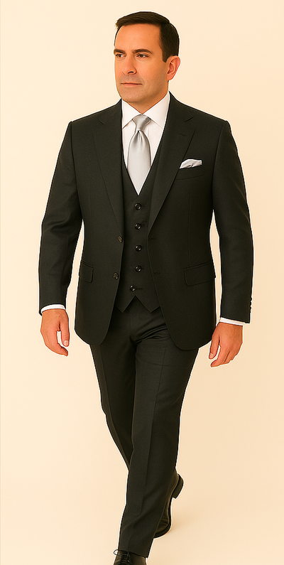 Rossi Man BOND RM1779 Slim Fit 3-Piece Black Suit – Tailored Formalwear for Men 4   - from alligatorwarehouse.com