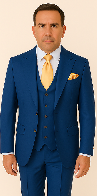 Rossi Man BOND RM1780 Slim Fit 3-Piece Suit – Modern Royal Blue Suit for Men 5   - from alligatorwarehouse.com