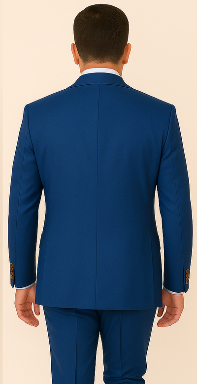 Rossi Man BOND RM1780 Slim Fit 3-Piece Suit – Modern Royal Blue Suit for Men 2   - from alligatorwarehouse.com