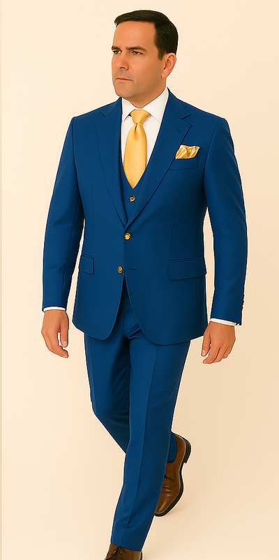 Rossi Man BOND RM1780 Slim Fit 3-Piece Suit – Modern Royal Blue Suit for Men 4   - from alligatorwarehouse.com