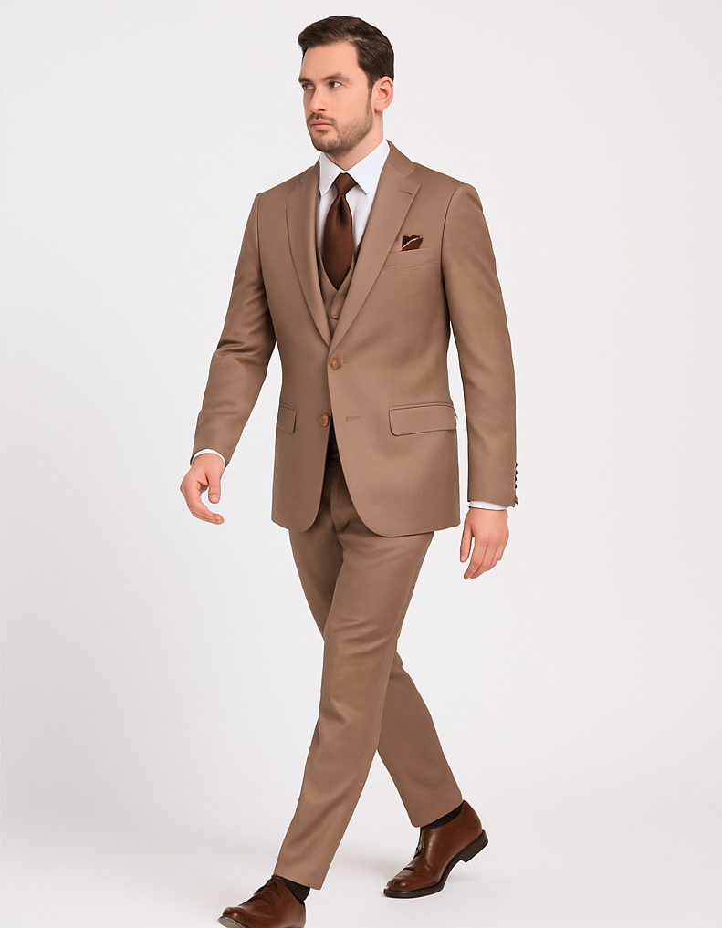Men’s Modern Formal Suit – Rossi Man Max Slim Fit 3-Piece in Solid Mocha | RM1172 4   - from alligatorwarehouse.com