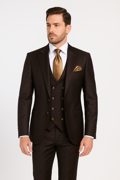 Chocolate Brown Slim Fit Suit – Rossi Man Max 3-Piece Formal Set