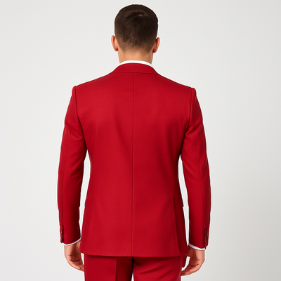 Rossi Man Max Slim Fit Formal Suit – 3-Piece Set in Bold Solid Red | RM1191 3   - from alligatorwarehouse.com