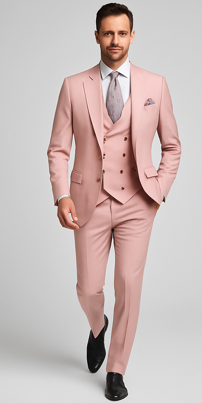Rossi Man MAX RM1203 Slim Fit 3-Piece Suit – Stylish Solid Pink Formalwear for Men 3   - from alligatorwarehouse.com