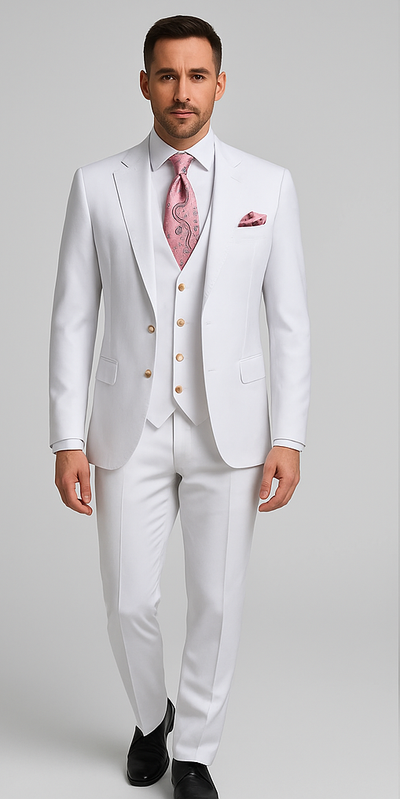 Rossi Man MAX RM1374 Slim Fit 3-Piece Suit – Elegant Solid White Formalwear for Men 5   - from alligatorwarehouse.com