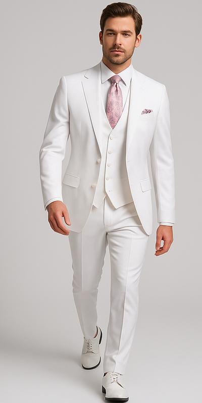 Rossi Man MAX RM1374 Slim Fit 3-Piece Suit – Elegant Solid White Formalwear for Men 4   - from alligatorwarehouse.com