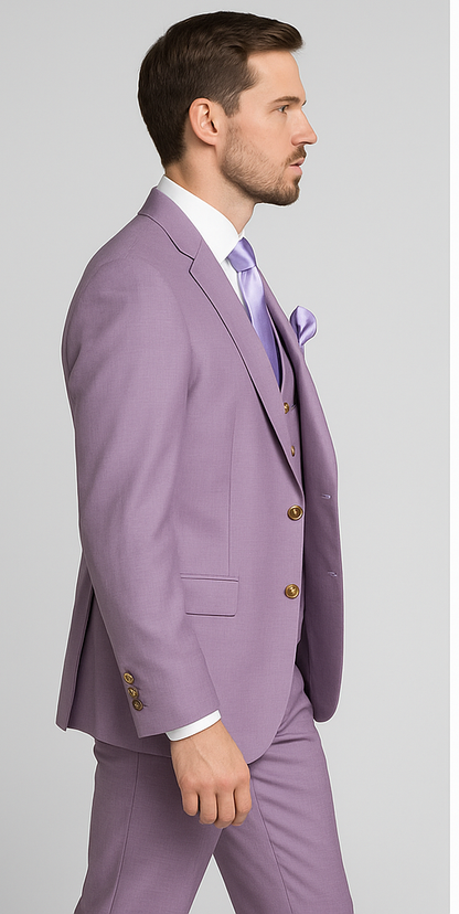 Rossi Man MAX RM1378 Slim Fit 3-Piece Suit – Sophisticated Solid Lavender Suit for Men