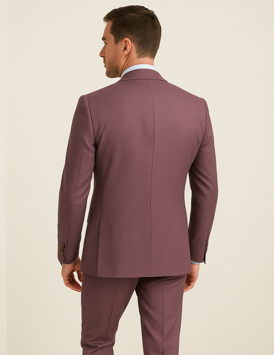 Rossi Man MAX RM1381 Slim Fit 3-Piece Suit – Modern Tailored Solid Raspberry Suit for Men 2   - from alligatorwarehouse.com
