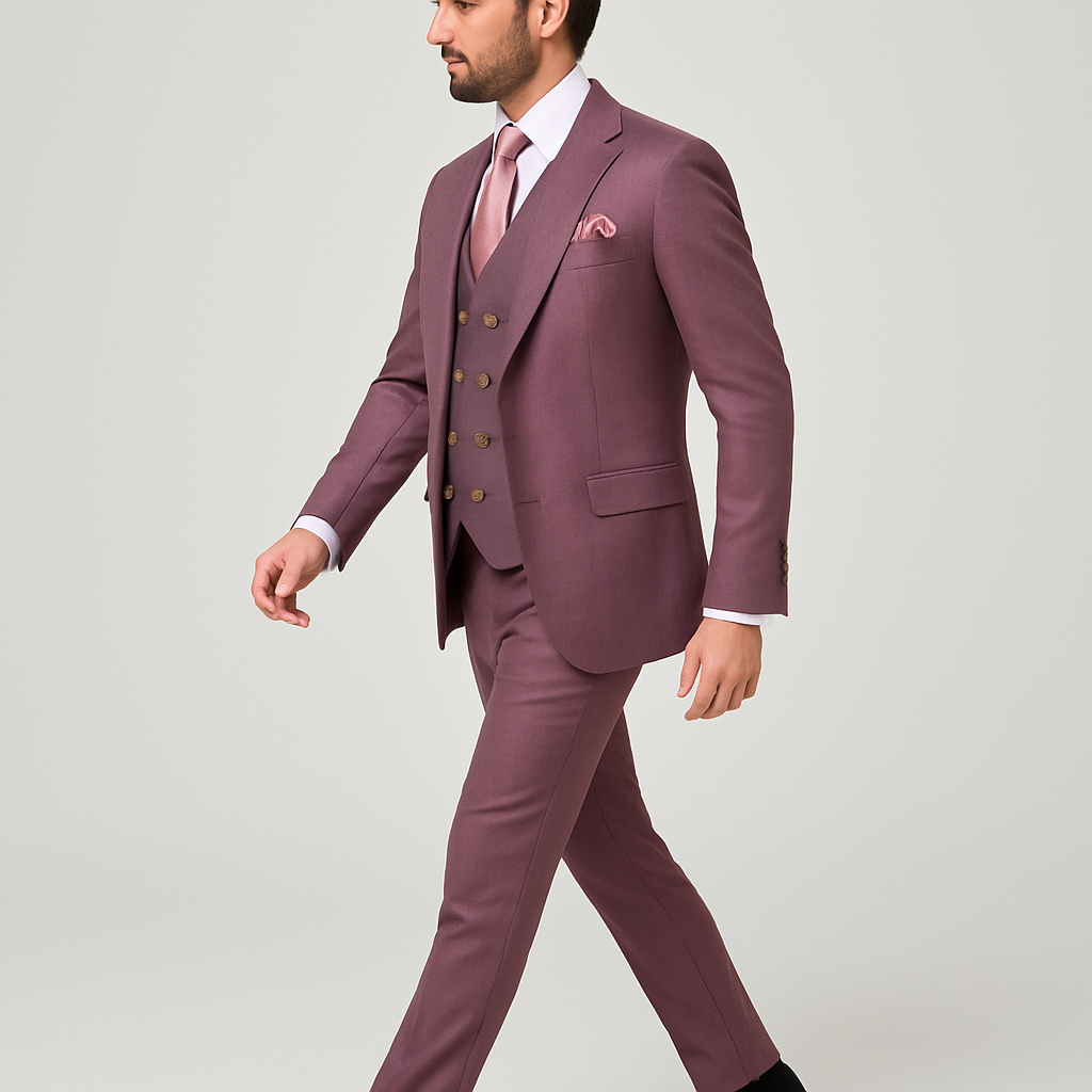 Rossi Man MAX RM1381 Slim Fit 3-Piece Suit – Modern Tailored Solid Raspberry Suit for Men 3   - from alligatorwarehouse.com