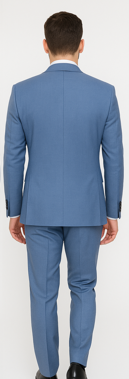 Rossi Man MAX RM1387 Slim Fit 3-Piece Suit – Stylish Solid Blue Formalwear for Men