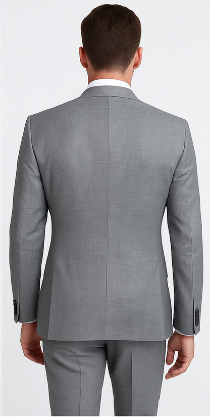 Rossi Man MAX RM1389 Slim Fit 3-Piece Suit – Elegant Solid Grey Formalwear for Men