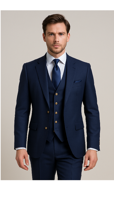 Modern 3-Piece Suit for Men – Rossi Man Max Tailored Slim Fit in Solid Navy | RM1393 5   - from alligatorwarehouse.com