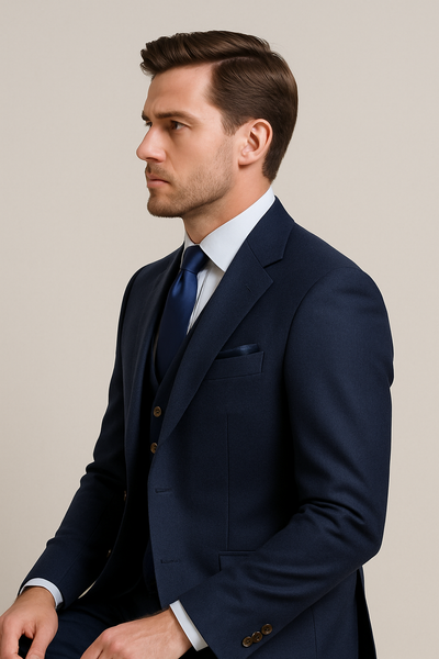 Modern 3-Piece Suit for Men – Rossi Man Max Tailored Slim Fit in Solid Navy | RM1393 2   - from alligatorwarehouse.com