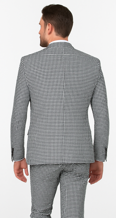 Rossi Man MAX RM1710 Slim Fit 3-Piece Suit – Modern Black and White Suit for Men 2   - from alligatorwarehouse.com