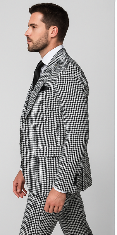 Rossi Man MAX RM1710 Slim Fit 3-Piece Suit – Modern Black and White Suit for Men 3   - from alligatorwarehouse.com