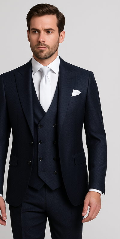 Rossi Man MAX RM1711 Slim Fit 3-Piece Suit – Stylish Navy Formalwear for Men 4   - from alligatorwarehouse.com