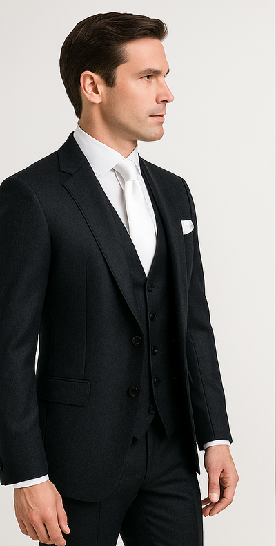 Rossi Man MAX RM1712 Slim Fit 3-Piece Suit – Stylish Black Formalwear for Men 4   - from alligatorwarehouse.com
