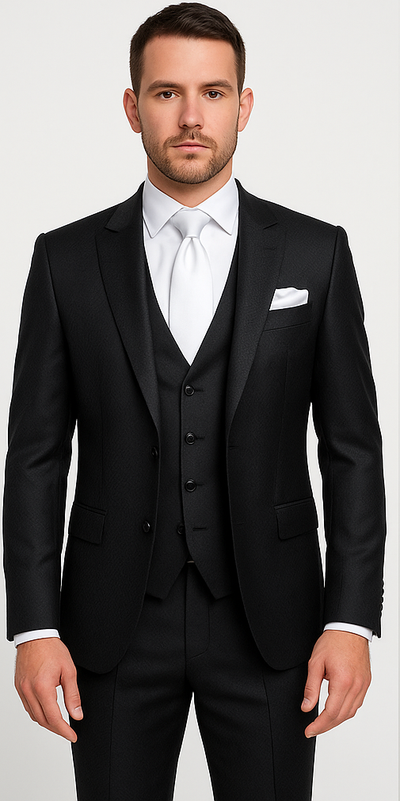 Rossi Man MAX RM1712 Slim Fit 3-Piece Suit – Stylish Black Formalwear for Men 5   - from alligatorwarehouse.com