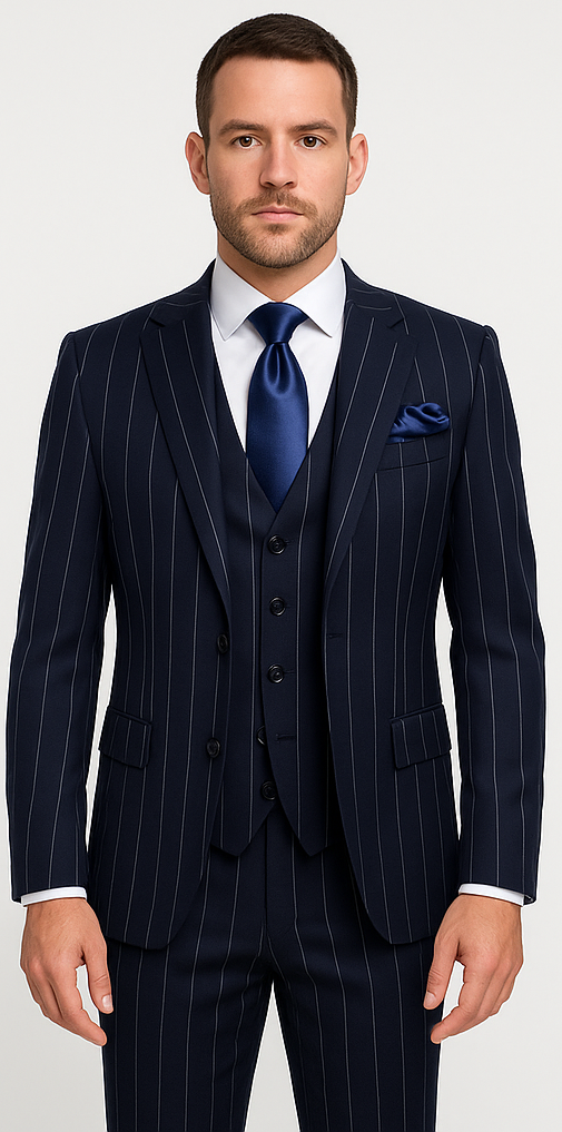 Rossi Man MAX RM1725 Slim Fit 3-Piece Suit – Modern & Stylish Navy Suit for Men 5   - from alligatorwarehouse.com