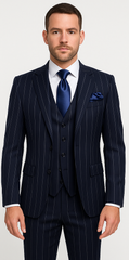 Rossi Man MAX RM1725 Slim Fit 3-Piece Suit – Modern & Stylish Navy Suit for Men