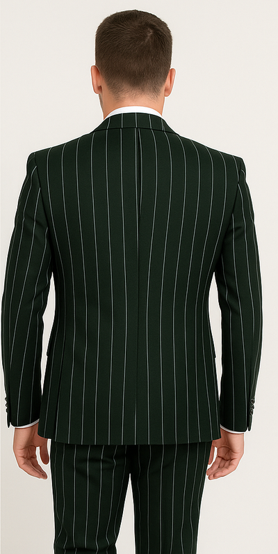 Rossi Man MAX RM1727 Slim Fit 3-Piece Suit – Stylish Tailored Green Pinstripe Suit for Men 3   - from alligatorwarehouse.com