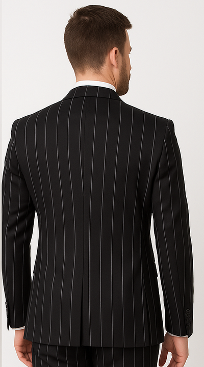 Rossi Man Max RM1728 – Slim Fit 3-Piece Men’s Suit in Black Stripe 3   - from alligatorwarehouse.com
