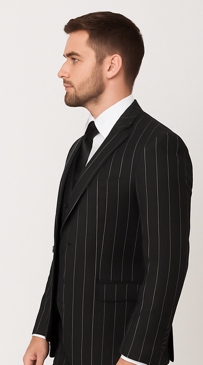 Rossi Man Max RM1728 – Slim Fit 3-Piece Men’s Suit in Black Stripe 4   - from alligatorwarehouse.com
