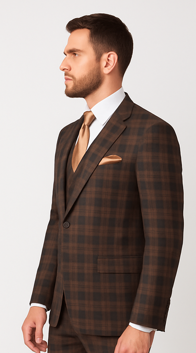 Brown Slim Fit 3-Piece Suit – Rossi Man Max Men’s Formalwear | RM1735 2   - from alligatorwarehouse.com