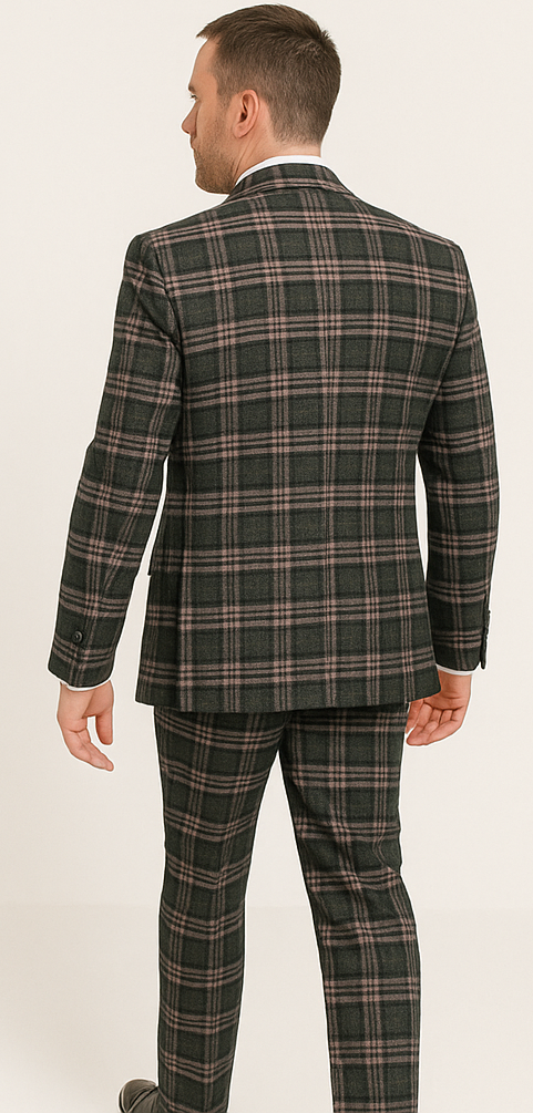 Rossi Man MAX RM1739 Slim Fit 3-Piece Suit – Stylish Black and Pink Tailored Suit for Men 2   - from alligatorwarehouse.com