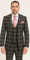 Rossi Man MAX RM1739 Slim Fit 3-Piece Suit – Stylish Black and Pink Tailored Suit for Men
