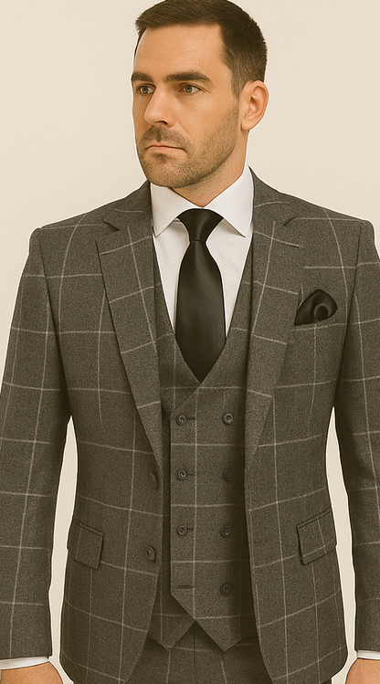 Rossi Man RM1742 – Max Collection Stylish Slim Fit Men’s Suit in Brown