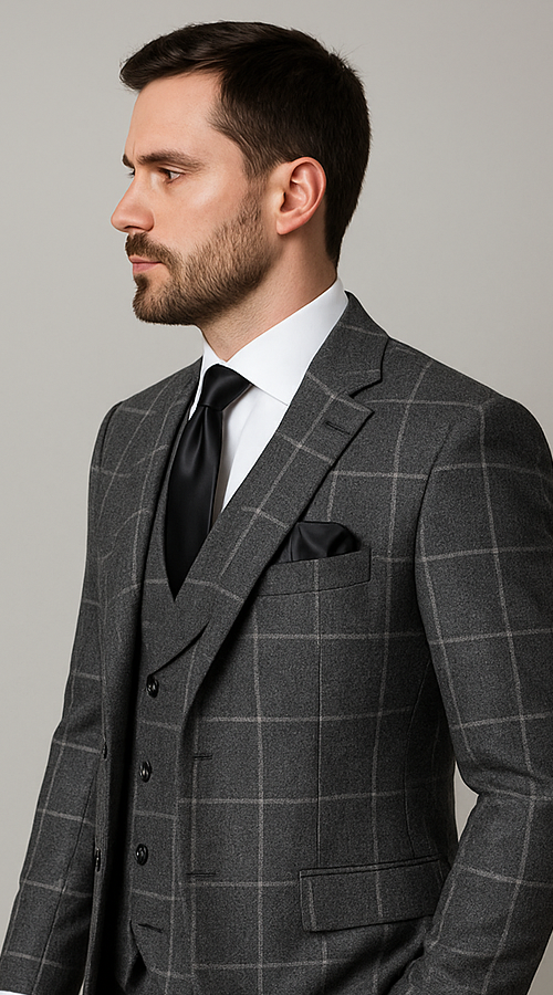 Rossi Man RM1742 – Max Collection Stylish Slim Fit Men’s Suit in Brown