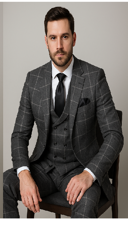 Rossi Man RM1742 – Max Collection Stylish Slim Fit Men’s Suit in Brown