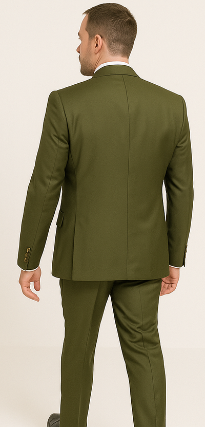 Rossi Man MAX RM1775 Slim Fit 3-Piece Suit – Sophisticated Tailored Olive Green Suit for Men 2   - from alligatorwarehouse.com