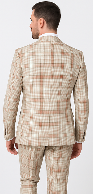 Rossi Man MAX RM1824 Slim Fit 3-Piece Light Brown Suit – Elegant Formalwear for Men