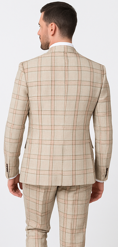 Rossi Man MAX RM1824 Slim Fit 3-Piece Light Brown Suit – Elegant Formalwear for Men