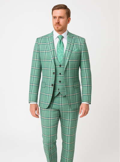 Rossi Man MAX RM1825 Slim Fit 3-Piece Mint Green Suit – Modern Formalwear for Men 5   - from alligatorwarehouse.com