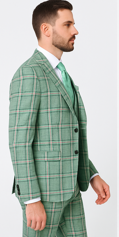 Rossi Man MAX RM1825 Slim Fit 3-Piece Mint Green Suit – Modern Formalwear for Men 3   - from alligatorwarehouse.com